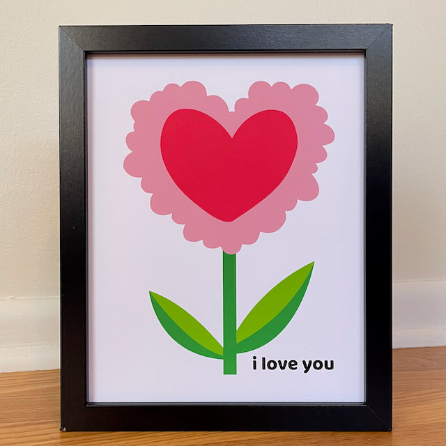 I Love You Heart Flower Print